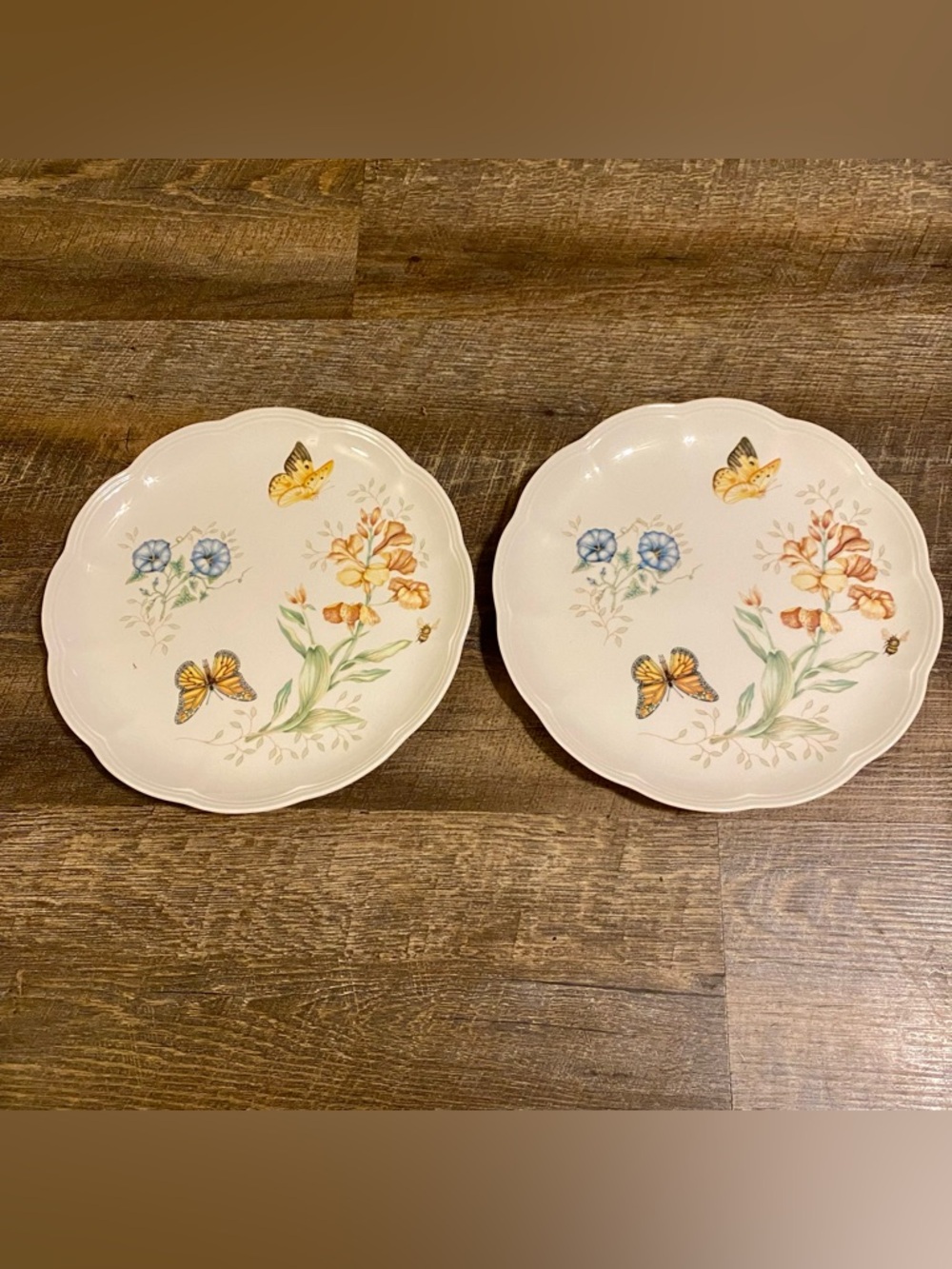 Lenox Butterfly Meadow 11" Scalloped Dinner Plate Ceramic Dinner - Set of 2